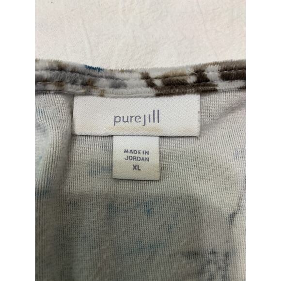 Pure Jill Velvet Velour Pullover Tunic Top XL Long Sleeve Floral COMFY - Picture 7 of 9